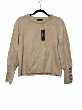 NWT Grunge Mama Cream Knit Sweater - Gold Brown Button Sleeve Detail - Size L
